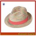 HX005/kids straw hat in color wire/custom printted logo straw hats/China straw hat